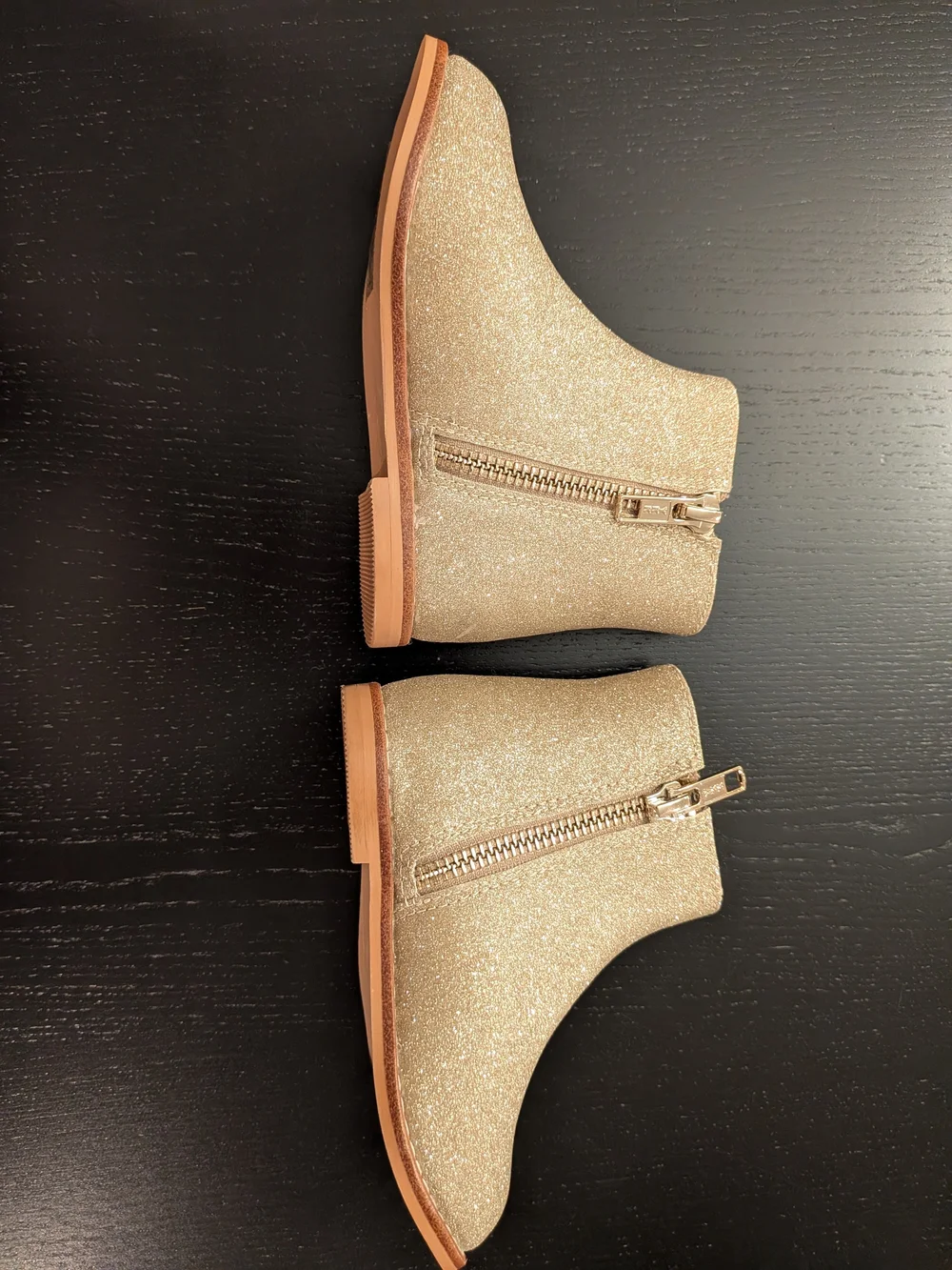 Janie and Jack Glitter Zip Ankle Boots - Gold